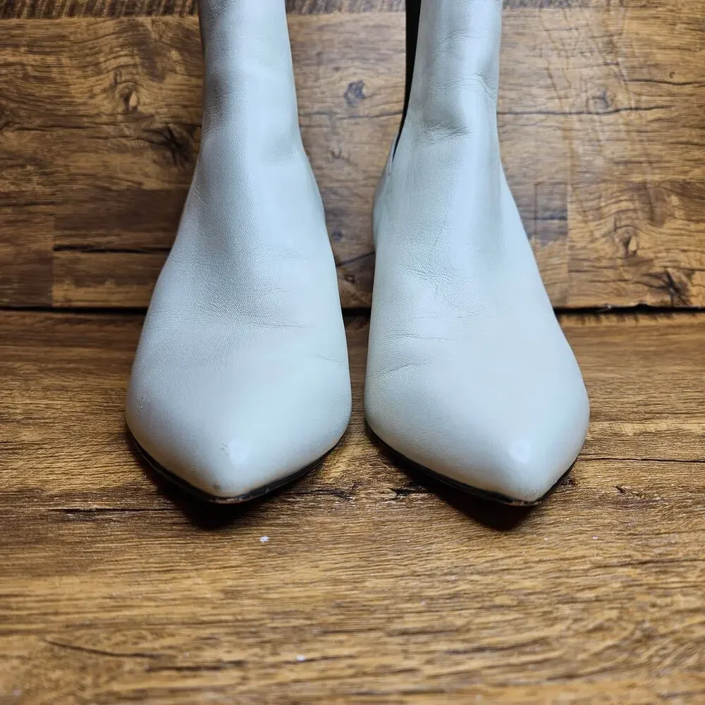 Joie Rali Ivory Leather pointed toe slip on booties sz 38  US 8